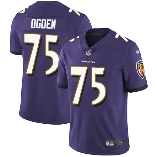 Nike Ravens #75 Jonathan Ogden Purple Team Color Men's Stitched NFL Vapor Untouchable Limited Jersey - Click Image to Close